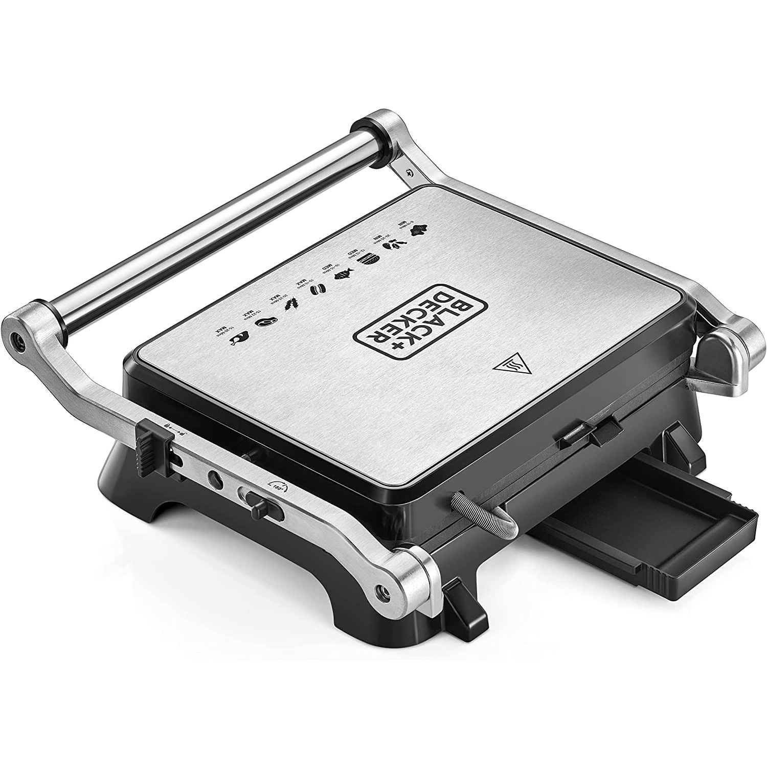 Black+Decker Electric Contact Grill, 1400 Watt, Black and Silver - CG1400 Black+Decker Electric Contact Grill, 1400 Watt, Black and Silver - CG1400